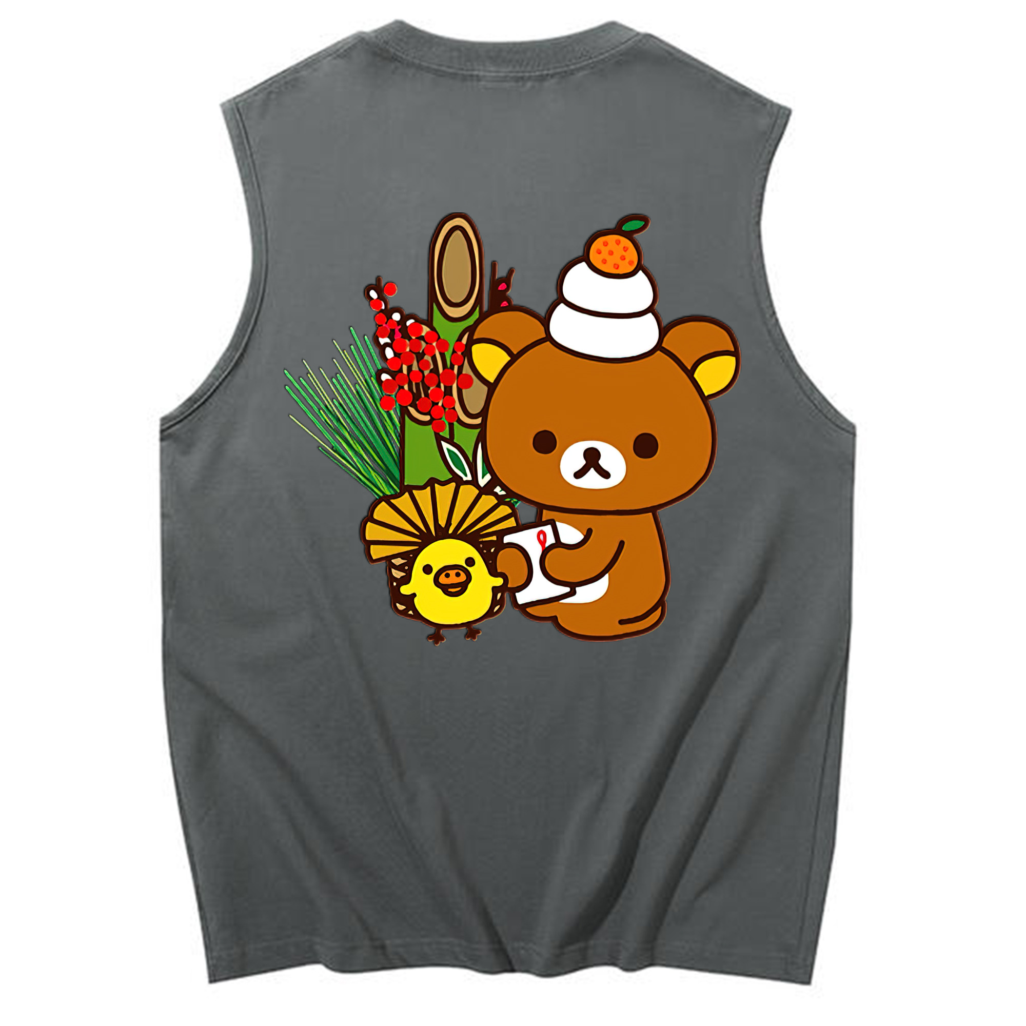 （画像用） リラックマ リラックマ キイロイトリ Rilakkuma Korilakkuma Kiiroitori コットン100％タンクトップ（背面プリント）